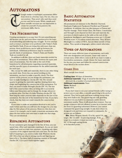 AUTOMATONSWhether you’re playing a steampunk campaign or just want to add a little special som
