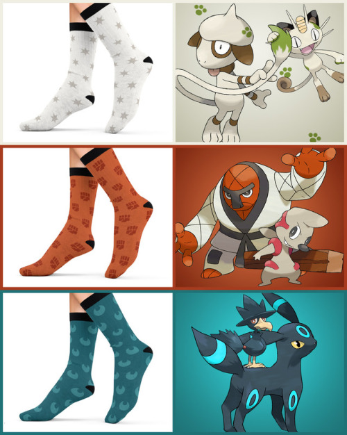trinketgeek:Pokemon type socksNormal type, fighting type and dark type pokemon socks! :DPendants by 