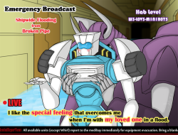 megatronstarscream-personal:  willofwisps:  Baby’s first flood. Based on [x] I couldn’t resist. — Bigger version: [x]  Proper Minibot Handling Procedures: Pick up and cuddle minibot to conceal faceplates when embarrassed Pick up and cuddle minibot