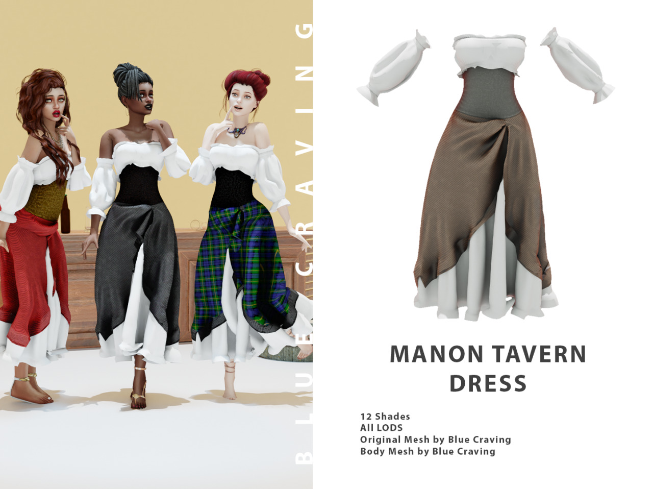 Blue Craving Sims 4 Cc Manon Tavern Dress ♥ Download The