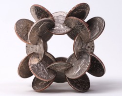 tekkythefurry:  dawn-of-the-dead-dawn:  kyi195:  edwardspoonhands:  wonderfulmustacios:  taktophoto:  Interlocked Coins Form Complex Geometric Sculptures  is that even fucking legal  WANT!  yea, isn’t defacing legal tender illegal (at least here in