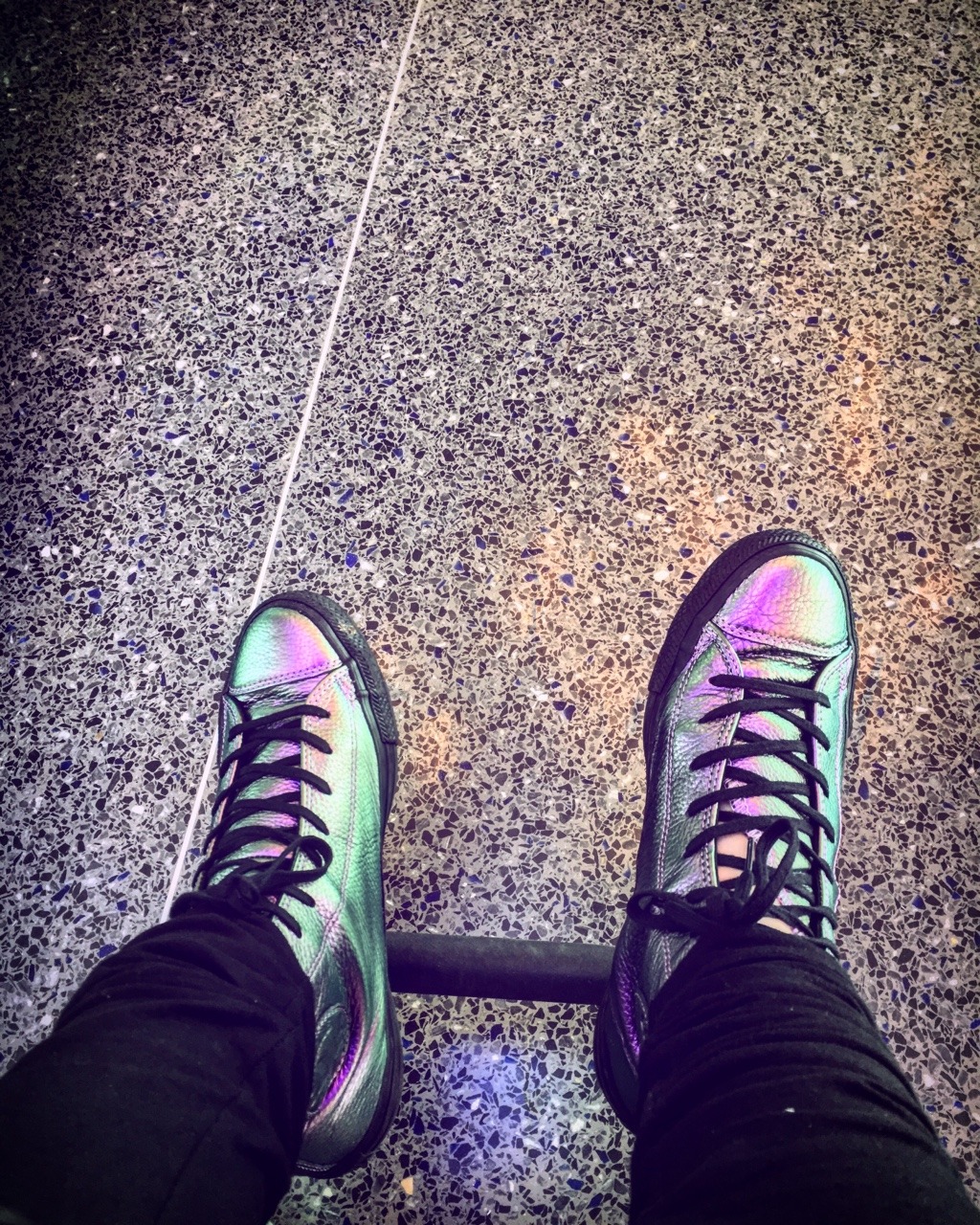 purple iridescent shoes