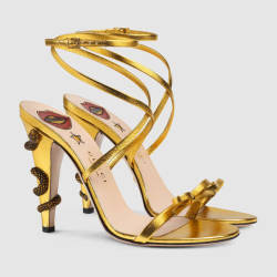 yslgirl: Gucci gold leather crisscross sandals 遖  