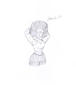 I didn’t get the chance to really do something major for your birthday because of school, so here’s a quick sketch I did.Garnet’s had a good workout, and is looking for a cuddle… ;) (by @fallengemonyx)