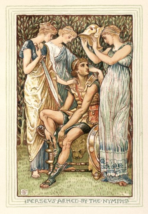 the-evil-clergyman:Perseus Armed by the Nymphs, from A Wonder Book for Boys &amp; Girls by Walte