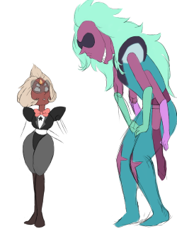 theshitfucksart:  I just kinda thought, hm, what if Sardonyx met Alexandrite? Would she still think she’s the hottest shit?I mean, I might finish this later but I somehow can’t right now.. Please do not repost or remove the caption. 