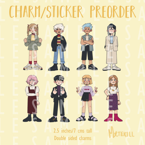 Soul Eater, BTS and Mob (mp100) charm preorders are open + some clay pins up on my shop!  *Preorder 