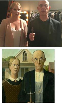 laughingsquid:  Amy Schumer and J.K. Simmons Recreate the Classic Painting ‘American Gothic’