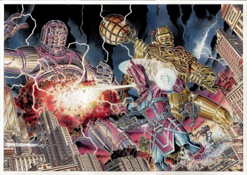 Galactus vs the Celestials by Giorgio Comolo after Kirby
