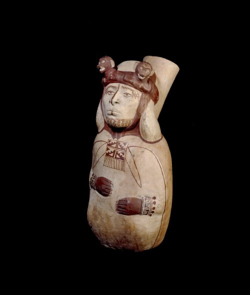 ancientpeoples:VaseAD 100-700Moche Culture (Peru)The solemn bearing of this individual and the plain