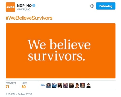 allthecanadianpolitics:The official NDP twitter account posted this in response to the Jian Ghomeshi