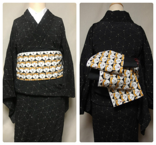 tanuki-kimono: Shiba inu many faces, cute woman and man obi seen on