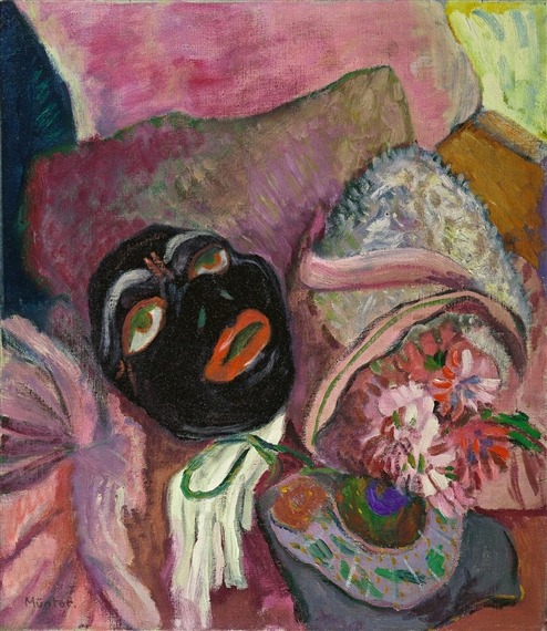 Schwarze Maske Mit Rosa, 1912, Gabriele Munter