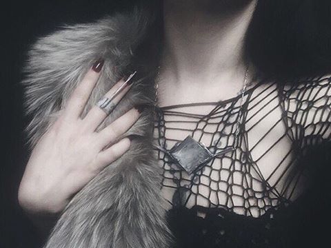 morphknitwear: Khaos Dress paired with fur and metal on @catsteiger