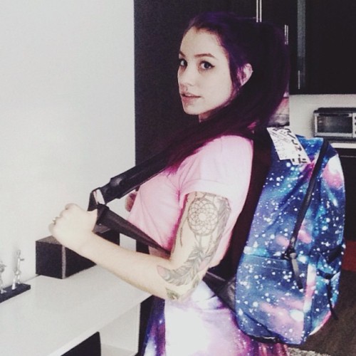 @cyantist got me this awesome spacey backpack for my birthday and I’m so stokeddddd. #starstuf