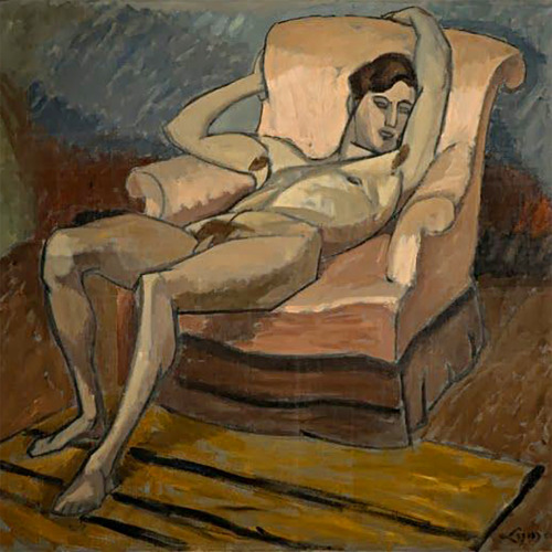 Antonio-M:‘reclining Male Nude’, By Adrien Hébert (1890-1967). Franco-Canadian