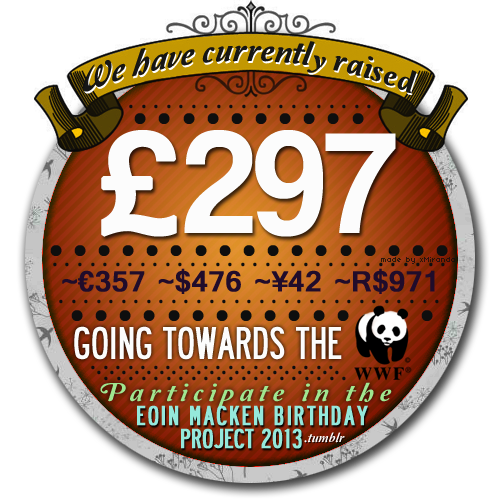 eoinmackenbirthdayproject2013: We have now raised £297 for the WWF!! A big thankyou to TWO don
