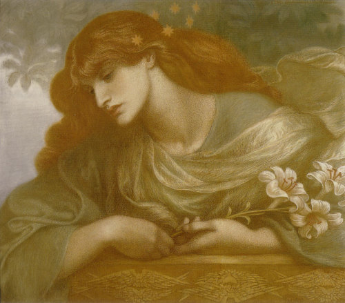 artist-rossetti: The Blessed Damozel Study, 1873, Dante Gabriel RossettiMedium: chalk