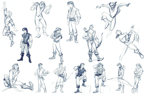 mickeyandcompany:  Character designs from Tangled (by Glen Keane and Jin Kim) 