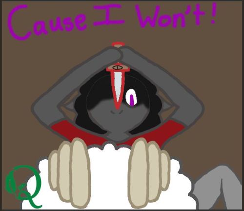 Candace is holding up the dagger above her head, going to strike an aggresive ram.
"...CAUSE I WON'T!"
