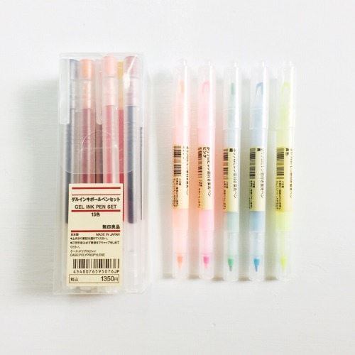 iglcc:my muji pens and highlighters arrived today! (っ˘ω˘ς )