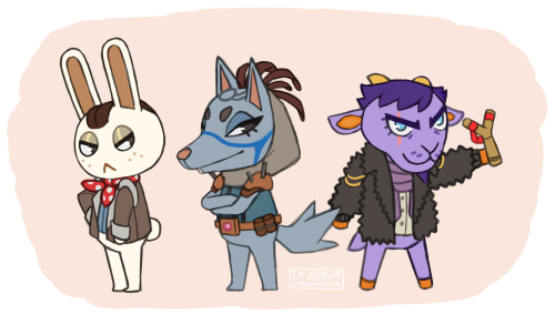 Drawtober 11. I don’t remember these villagers from the Animal Crossing Update… (“But Em, how are th