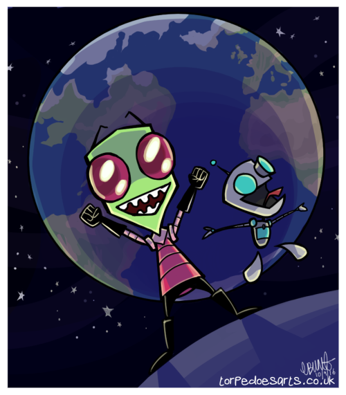 torpedoesarts:  This is a show that influenced my art style a lot (though you probably can’t tell by looking at my art now.). I used to get up at 5am just so I could watch Invader Zim before school. I had the whole damn series recorded from the TV on