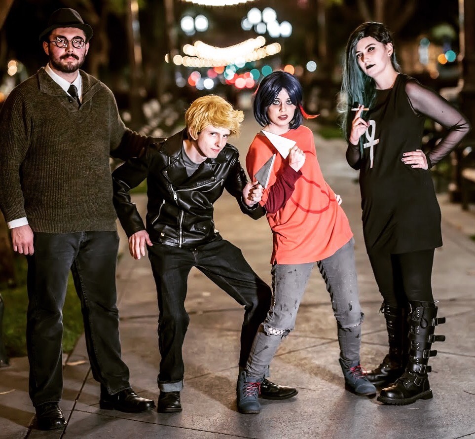 schwaycosplay:  Saturday’s Night in the Woods group!   I’m Mae! Angus is @obesepanda12