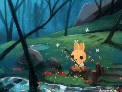 teatime-rabbit:Fishing in the Forest