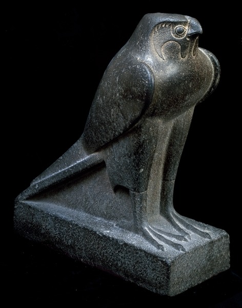grandegyptianmuseum:Statue of the God Horus as a Falcon (granite). Late Period, 26th Dynasty, ca. 66
