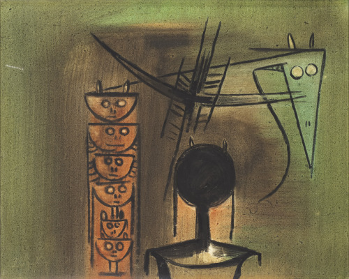 thunderstruck9: Wifredo Lam (Cuban, 1902-1982), Untitled, 1973. Oil on canvas, 35 × 45 cm.