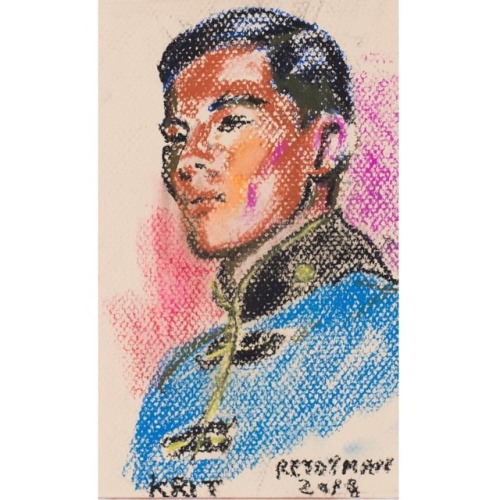 @retoyman Portrait of Krit McClean. Oil pastel on buff pastel paper. Second post of portrait drawing