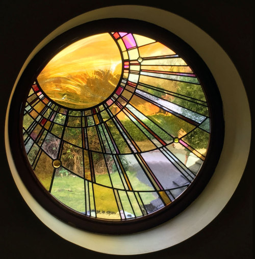 solarpunk-aesthetic:Sunburst WindowStained glass art by Dave Griffin