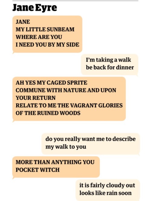 marinahanna:Jane Eyre as text messages. Too fucking accurate