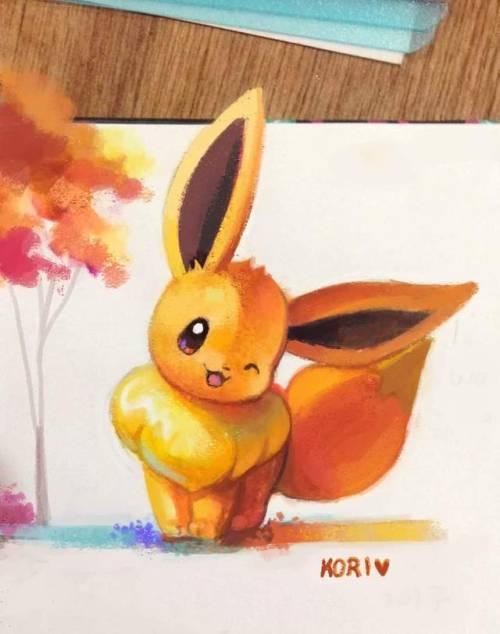 korisinquehacer:Colored this Eevee I had in a sketchbook using photoshop :3