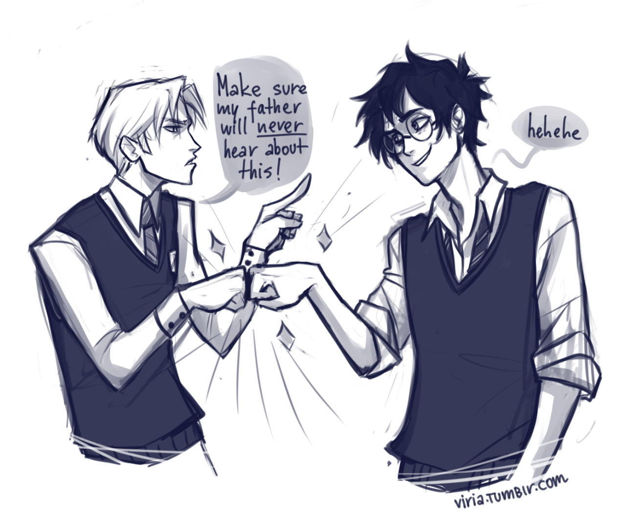 viria:  someone said I should draw some Harry and Draco, but since I don’t exactly