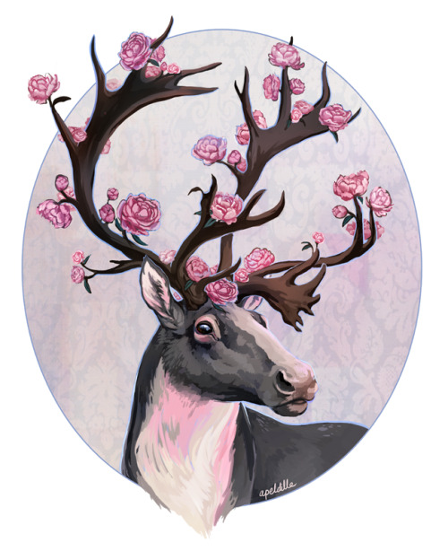 apeldille:Had the sudden urge to paint something pink, which happened to be a rose reindeer (actuall