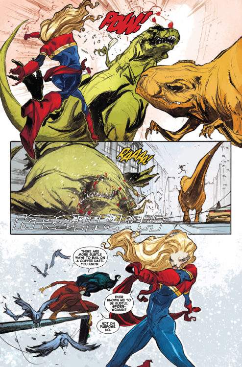 kellysue:  manifestoreviews:  Captain Marvel #9 previews.may contain spoilers. Publisher: Marvel Comics.Release Date: Wed, January 16th, 2013 A PERFECT JUMPING-ON POINT FOR FANS NEW AND OLD! PART ONE OF A NEW STORY. • Carol finally returns home, but