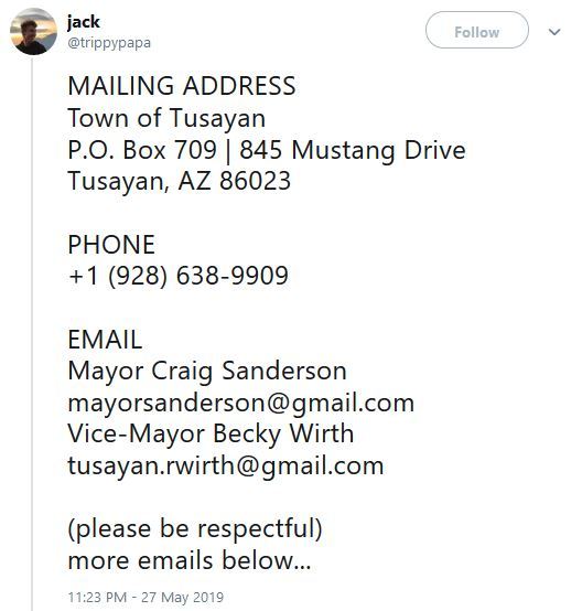 iamthelowercase:  blackqueerblog:  MAILING ADDRESS  Town of Tusayan  P.O. Box 709