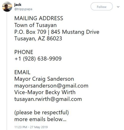 blackqueerblog:MAILING ADDRESS Town of Tusayan P.O. Box 709 | 845 Mustang DriveTusayan, AZ 86023PHON