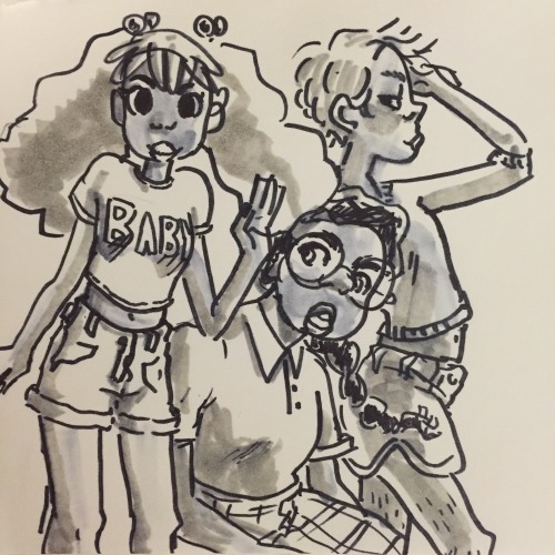 doodle of 3 bffs from a story idea I&rsquo;m throwing around. I was inspired by 1,2,3 Go! by belanov