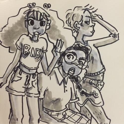 doodle of 3 bffs from a story idea I’m throwing around. I was inspired by 1,2,3 Go! by belanov