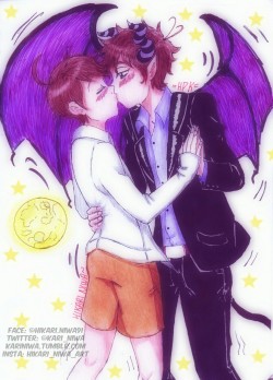 kariniwa:  Ichimatsu demonio~ Jyushimatsu humano~ (ex ángel :’( snif) Dibujo inspirado en el rol~