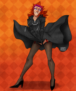 mintyskulls:  A redraw of something I drew back in 2015 I still found amusing and as if some of y’all can predict shit, you kept asking for Axel in heels. So here you are, you thirsty heathensDo not repost or use anywhere without proper credit. Asked