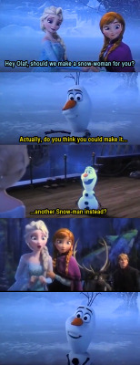 if-only-someone-loved-you:  mimecapsule:  Disney finally did it.  my dad is fucking convinced this snowman is gay and doesn’t live a day without reminding me of it 