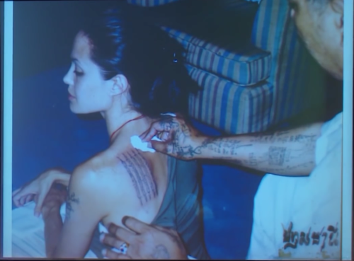 vinemoss: Angelina Jolie getting a traditional tattoo in Thailand