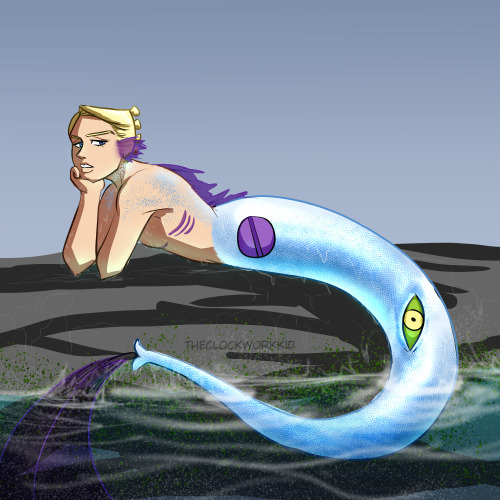 Merman Prosciutto. I wanted to draw him. One tail eye open since he’s probably watching out or