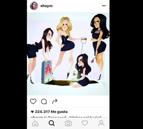 Sooo @shaym aka Emily from Pretty little Liars just posted my drawing I did of the main characters on her instagram account! I am literally dead I can’t believe it 