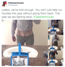 tastefullyoffensive:  The #TakeHerHoodie movement has begun. (via YoungAdolf_)