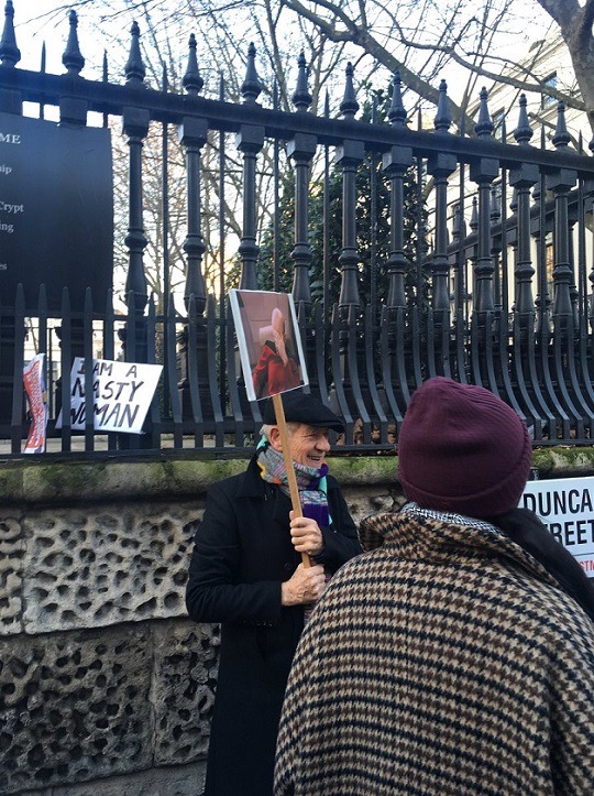 fuckyeahsirpatrickstewart: Sir Ian McKellen marching in London today with a special